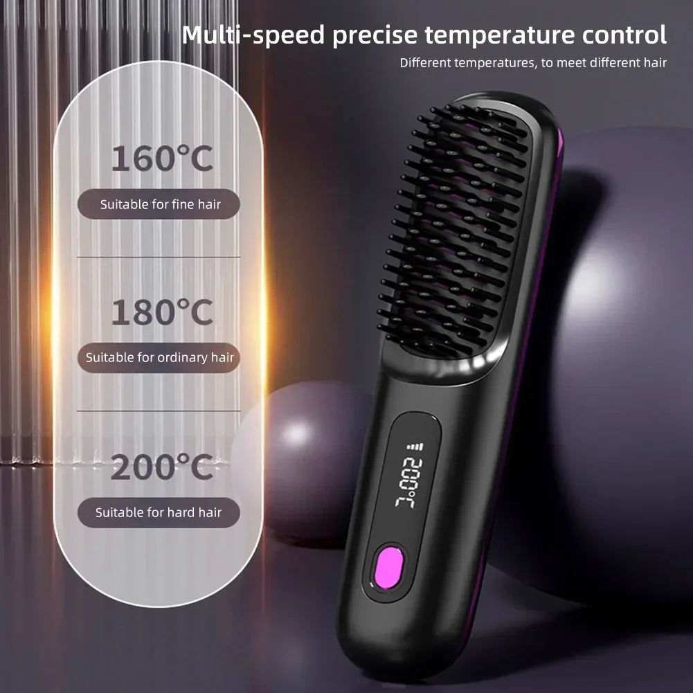 Portable Electric Straightening Hair Brush