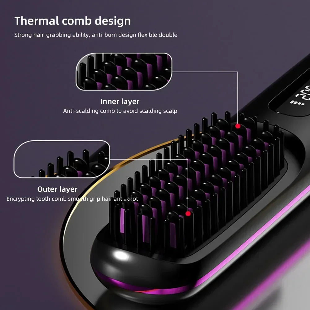Portable Electric Straightening Hair Brush