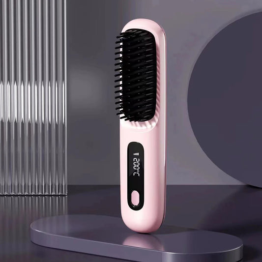 Portable Electric Straightening Hair Brush