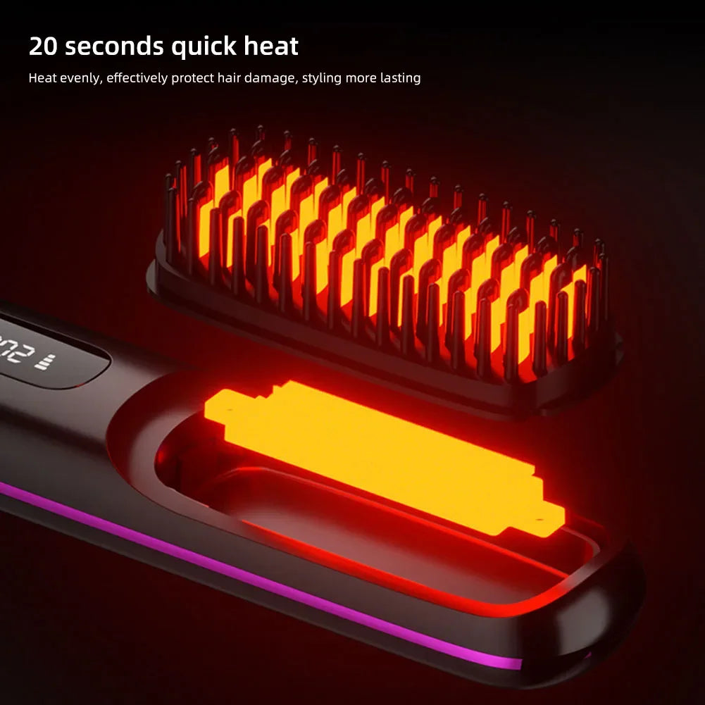 Portable Electric Straightening Hair Brush