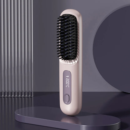 Portable Electric Straightening Hair Brush