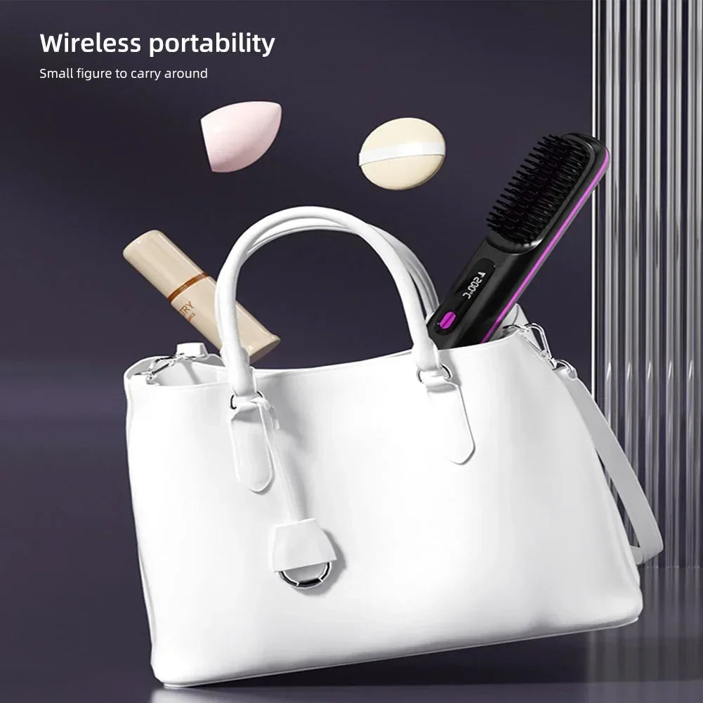 Portable Electric Straightening Hair Brush