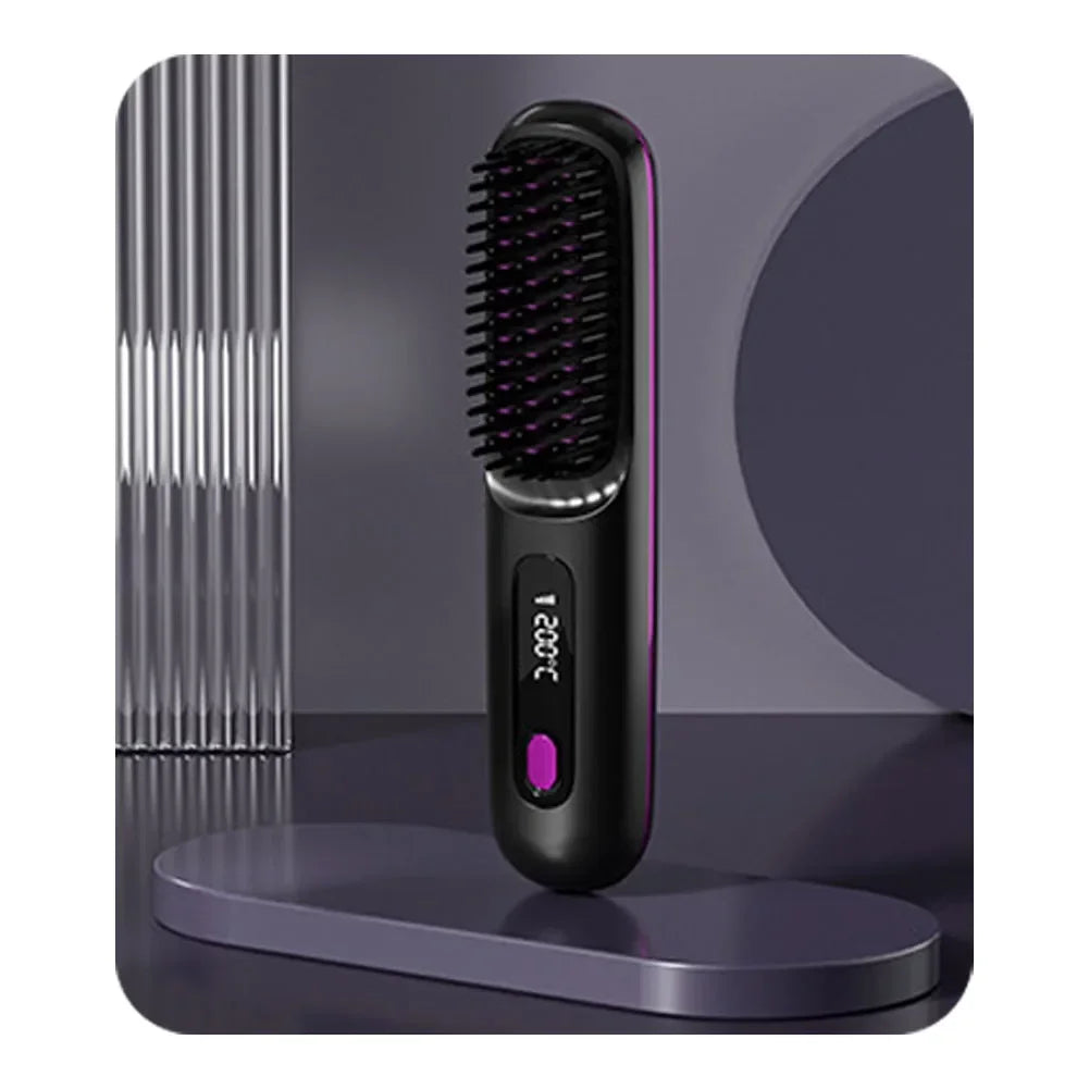 Portable Electric Straightening Hair Brush